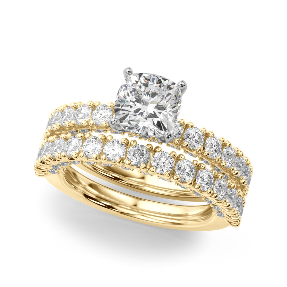 Cherished Sidestone Round Diamond Engagement Ring in 10K/14K gold and platinum with certified lab-grown or natural diamonds