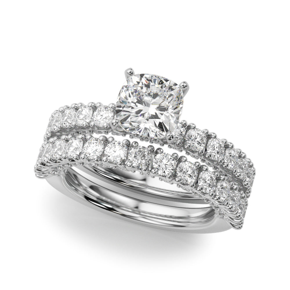 Cherished Sidestone Round Diamond Engagement Ring in 10K/14K gold and platinum with certified lab-grown or natural diamonds