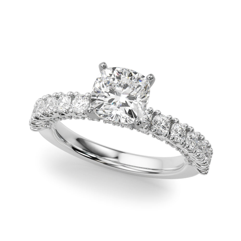Cherished Sidestone Round Diamond Engagement Ring in 10K/14K gold and platinum with certified lab-grown or natural diamonds
