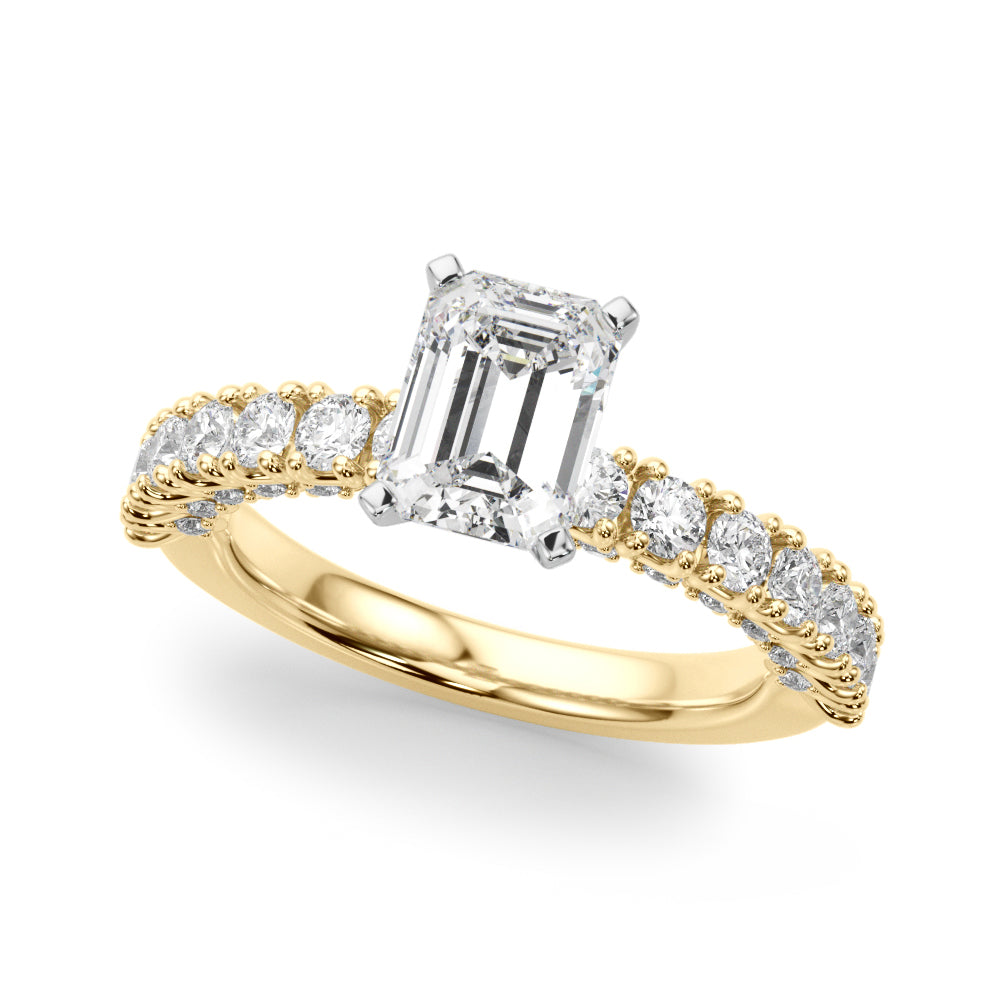 Cherished Sidestone Round Diamond Engagement Ring in 10K/14K gold and platinum with certified lab-grown or natural diamonds