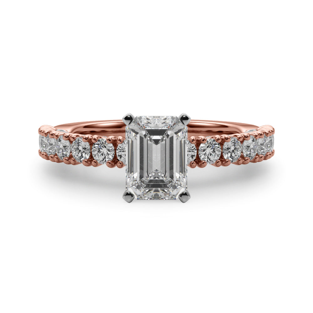 Cherished Sidestone Round Diamond Engagement Ring in 10K/14K gold and platinum with certified lab-grown or natural diamonds