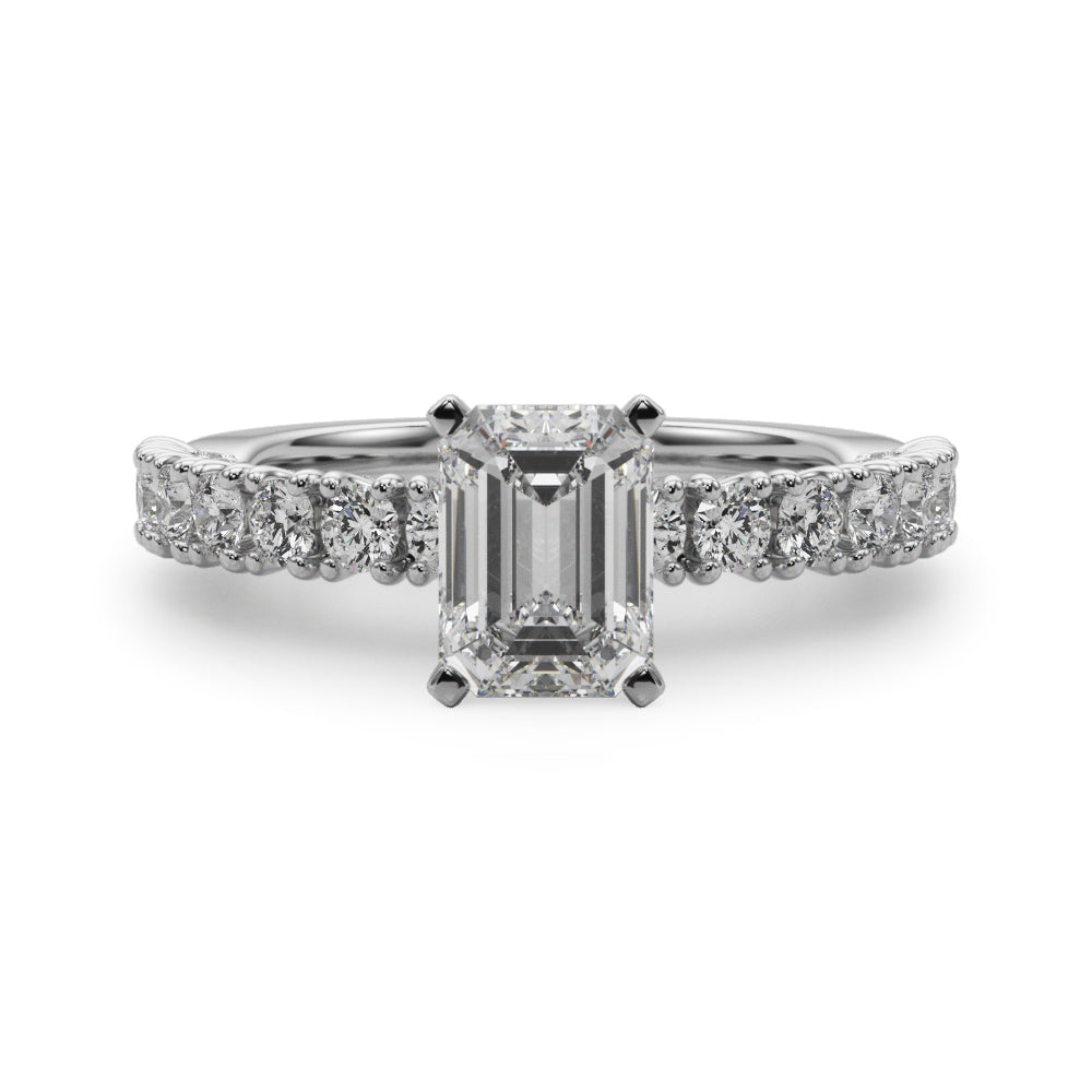 Cherished Sidestone Round Diamond Engagement Ring in 10K/14K gold and platinum with certified lab-grown or natural diamonds