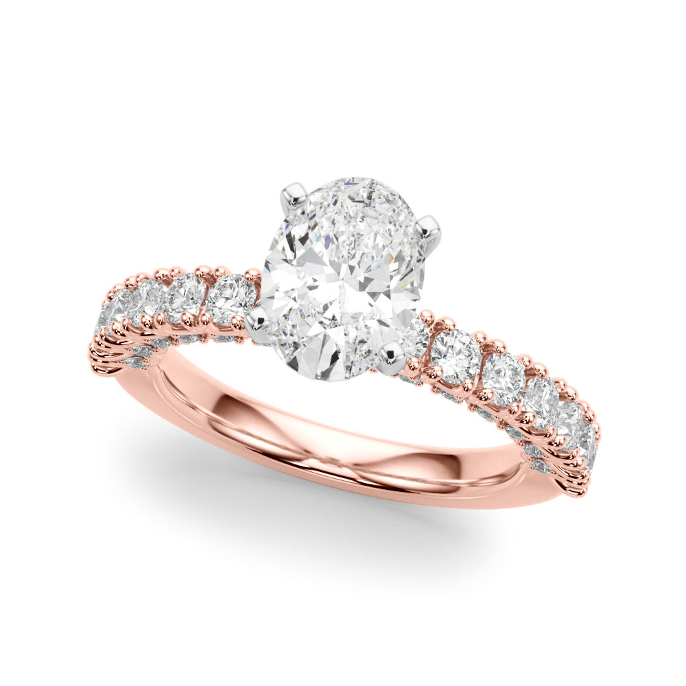 Cherished Sidestone Round Diamond Engagement Ring in 10K/14K gold and platinum with certified lab-grown or natural diamonds