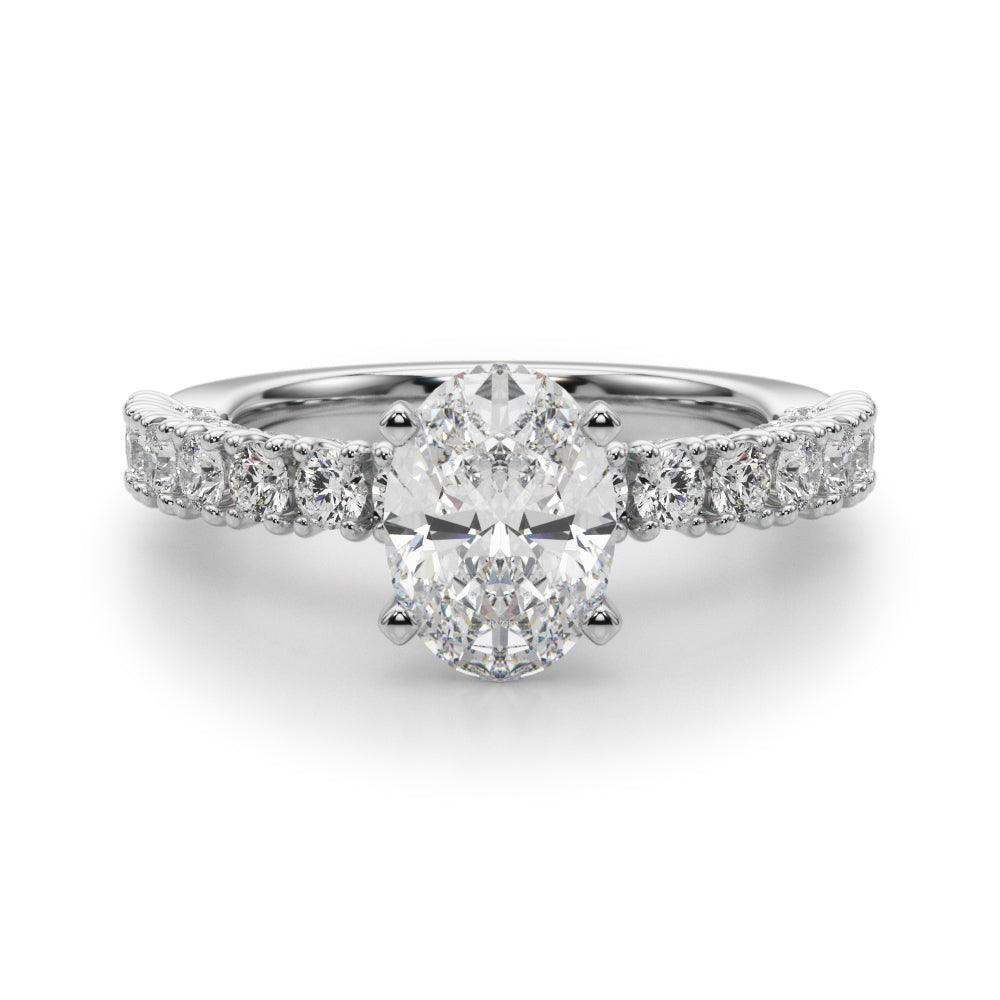Cherished Sidestone Round Diamond Engagement Ring in 10K/14K gold and platinum with certified lab-grown or natural diamonds