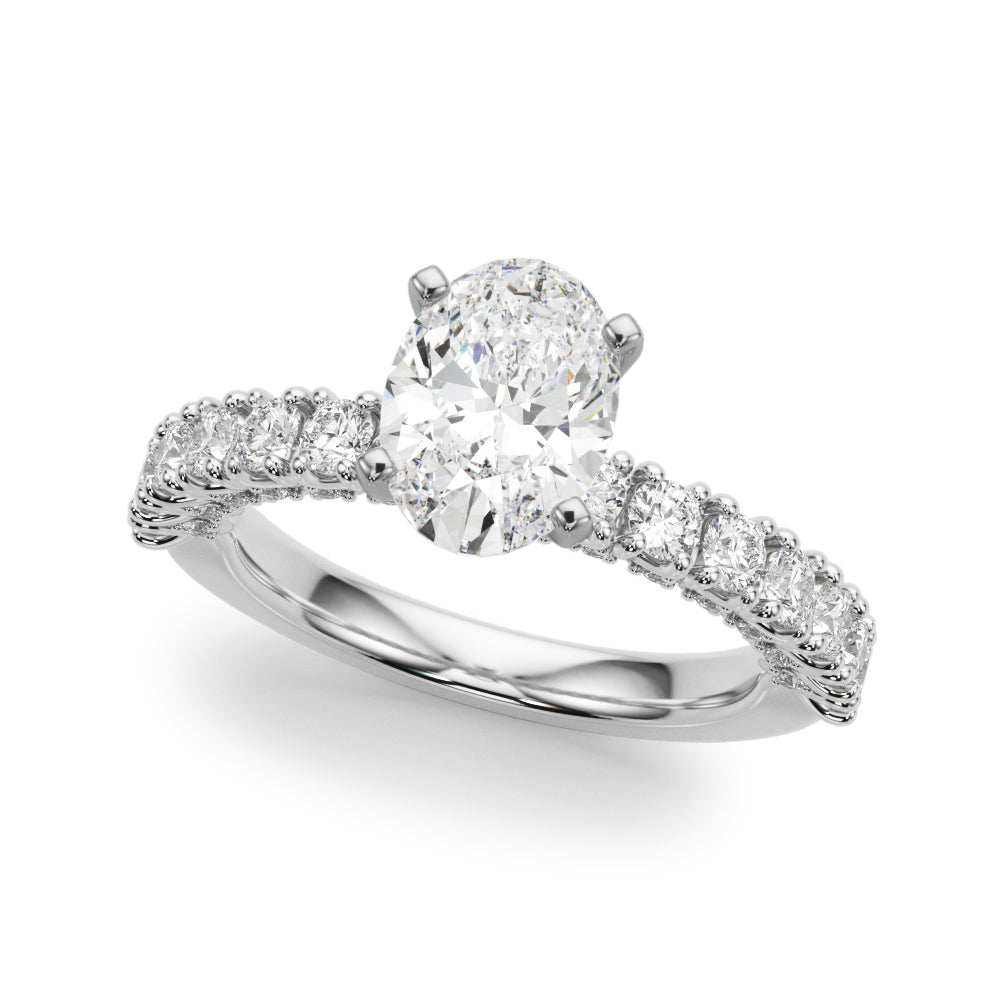 Cherished Sidestone Round Diamond Engagement Ring in 10K/14K gold and platinum with certified lab-grown or natural diamonds