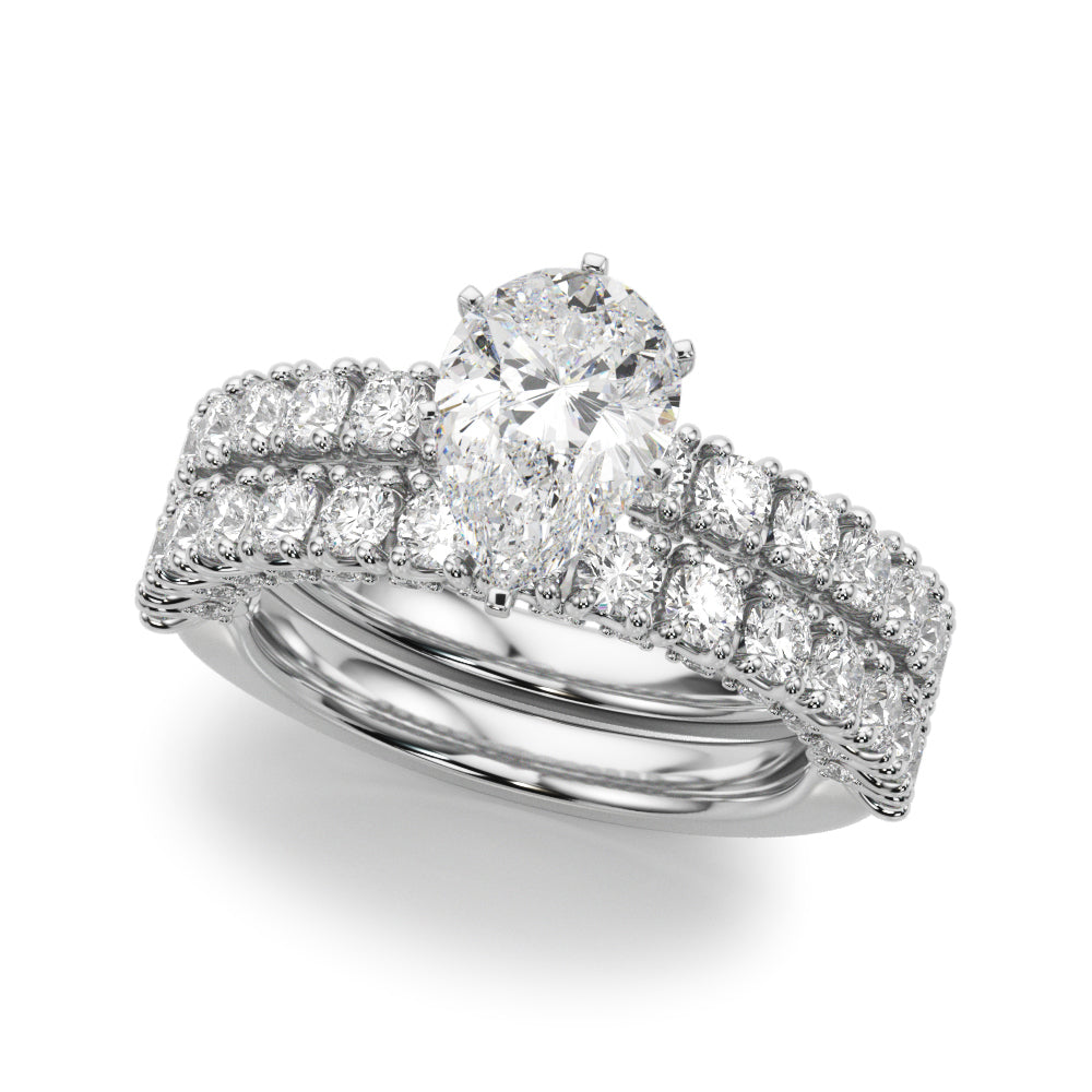 Cherished Sidestone Round Diamond Engagement Ring in 10K/14K gold and platinum with certified lab-grown or natural diamonds