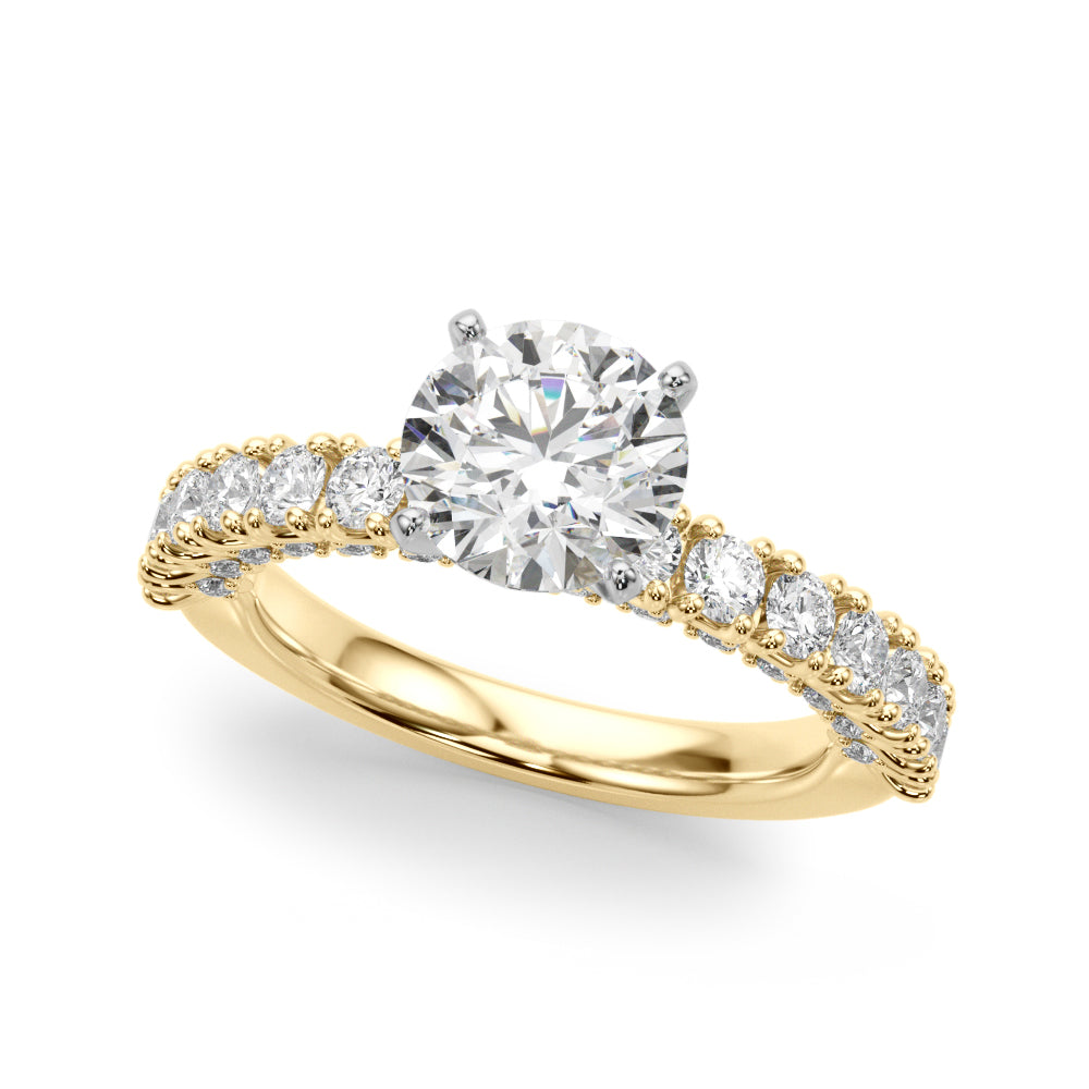 Cherished Sidestone Round Diamond Engagement Ring in 10K/14K gold and platinum with certified lab-grown or natural diamonds