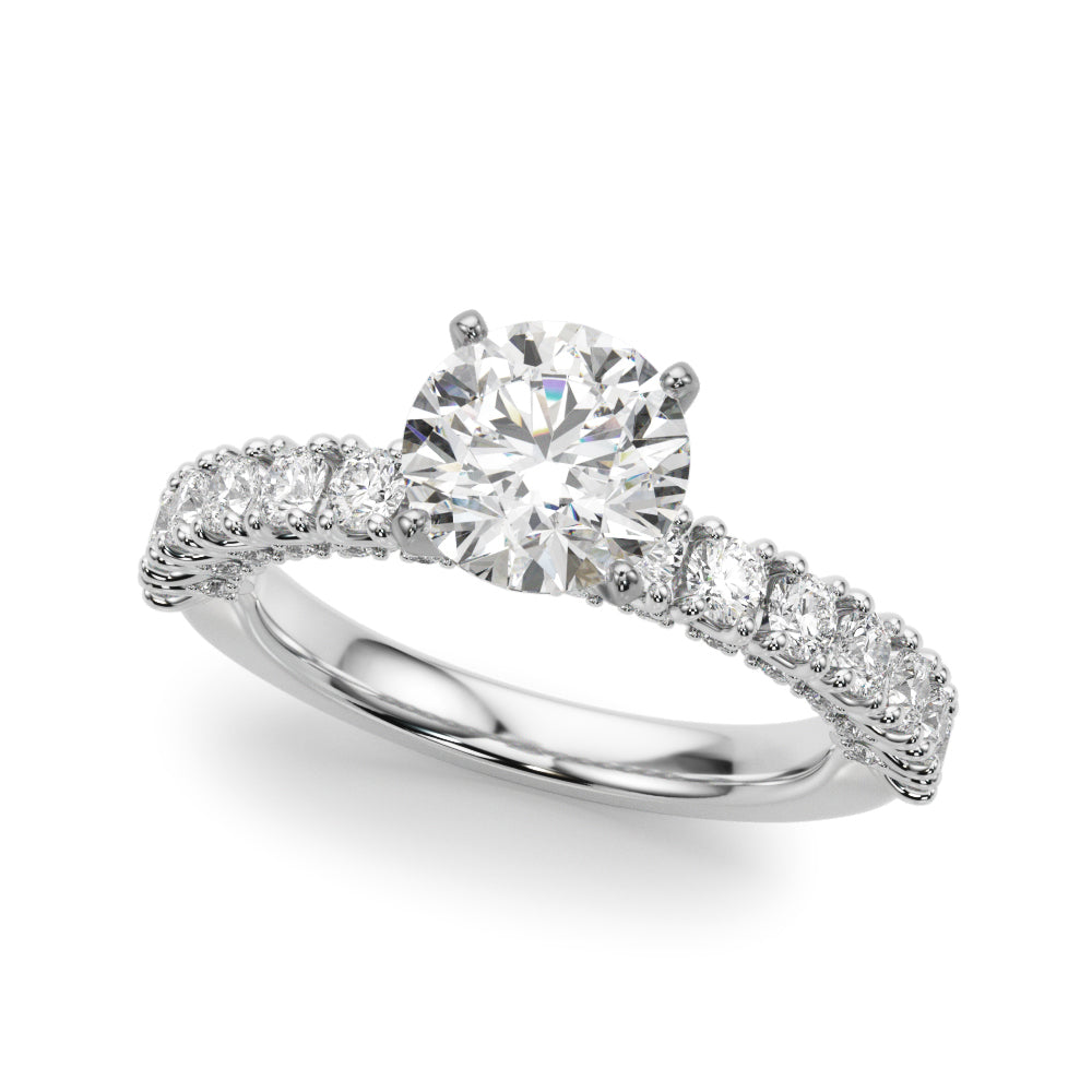 Cherished Sidestone Round Diamond Engagement Ring in 10K/14K gold and platinum with certified lab-grown or natural diamonds