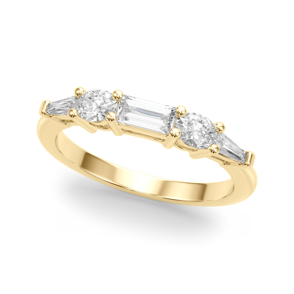 Baguette & Oval Half Eternity Ring in 10K/14K gold and platinum with certified lab-grown or natural diamonds