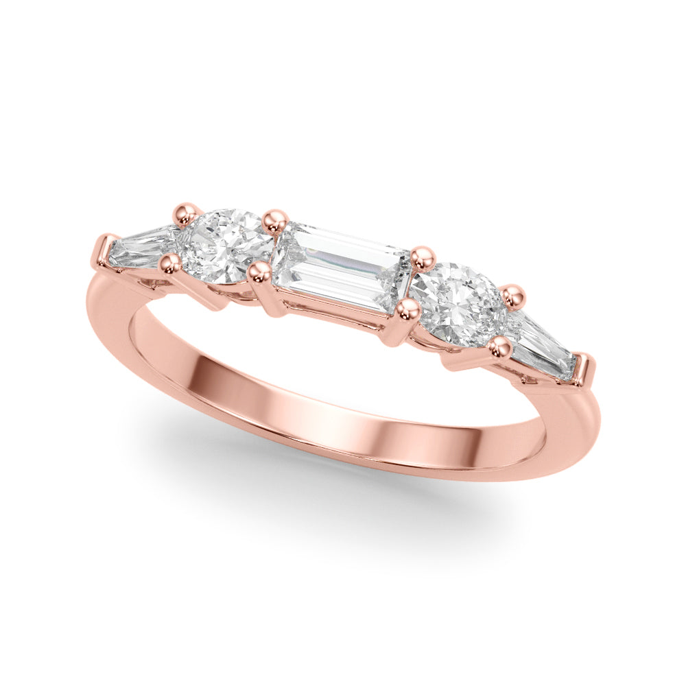 Baguette & Oval Half Eternity Ring in Gold & Platinum