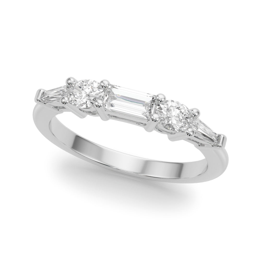 Baguette & Oval Half Eternity Ring in Gold & Platinum