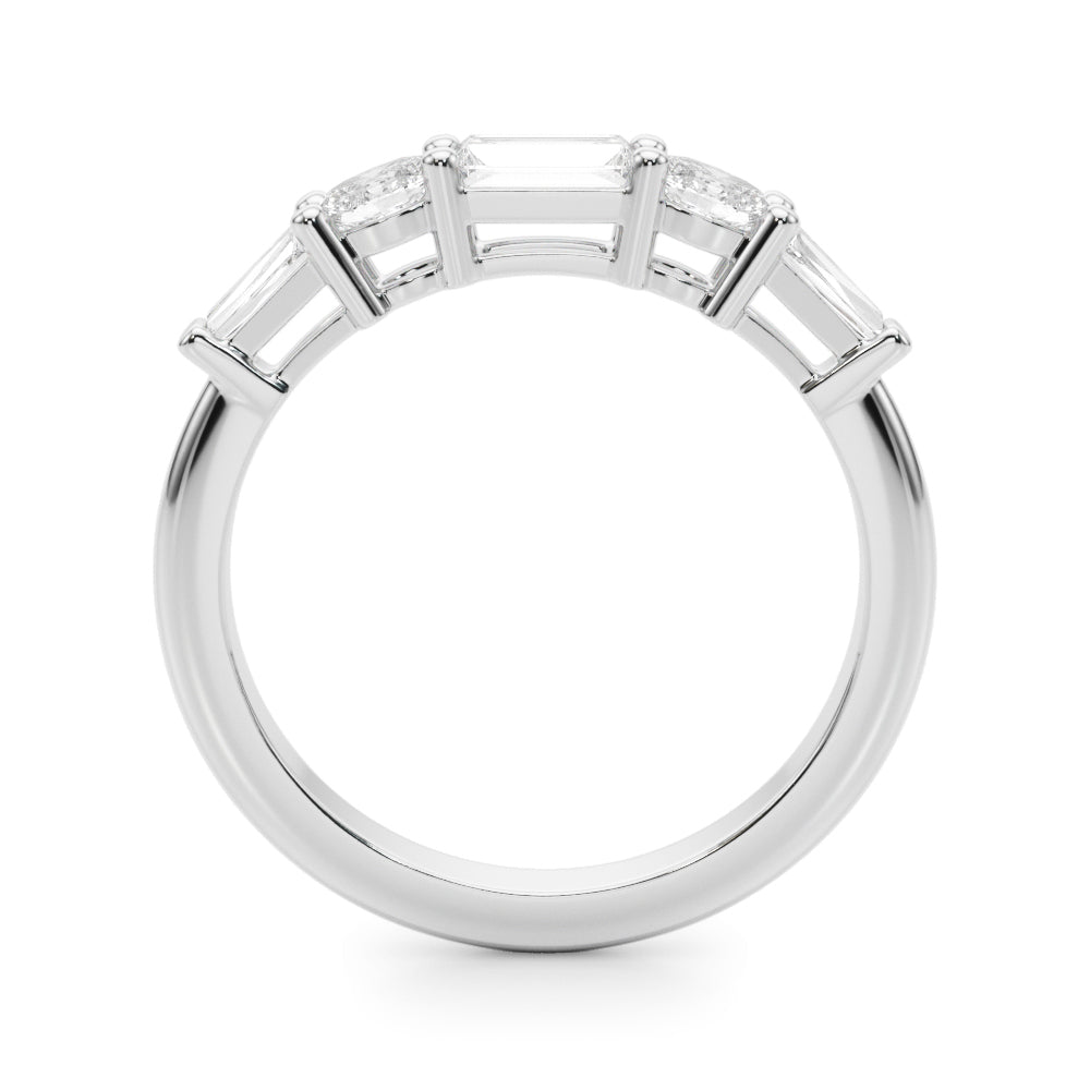 Baguette & Oval Half Eternity Ring in Gold & Platinum