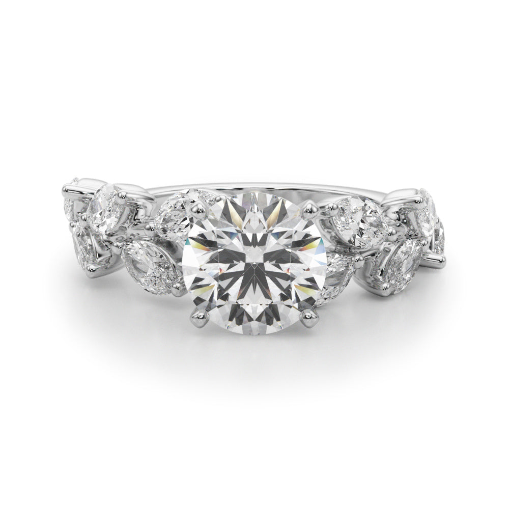 Signature Leaf Engagement Ring Marquise Diamond Engagement Ring in 10K/14K gold and platinum with certified lab-grown or natural diamonds