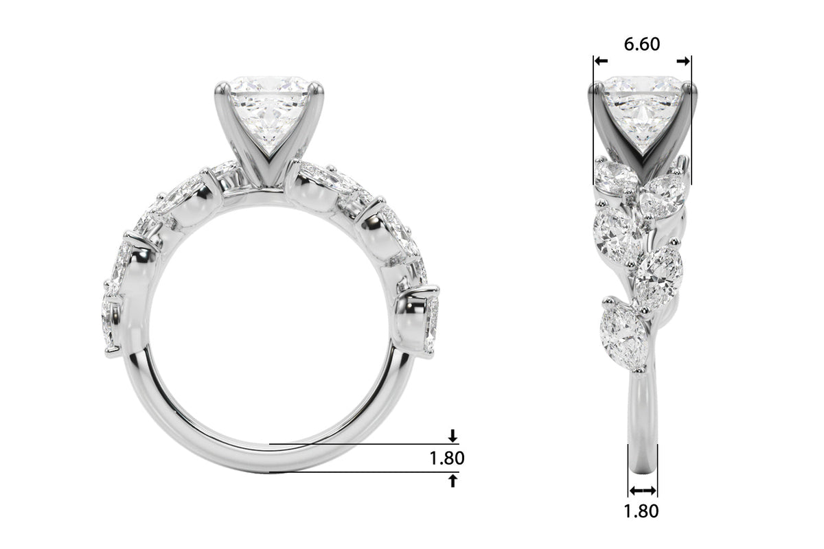 Signature Leaf Engagement Ring Marquise Diamond Engagement Ring in 10K/14K gold and platinum with certified lab-grown or natural diamonds