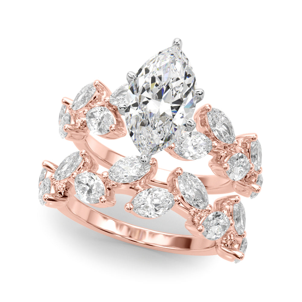 Signature Leaf Engagement Ring Marquise Diamond Engagement Ring in 10K/14K gold and platinum with certified lab-grown or natural diamonds