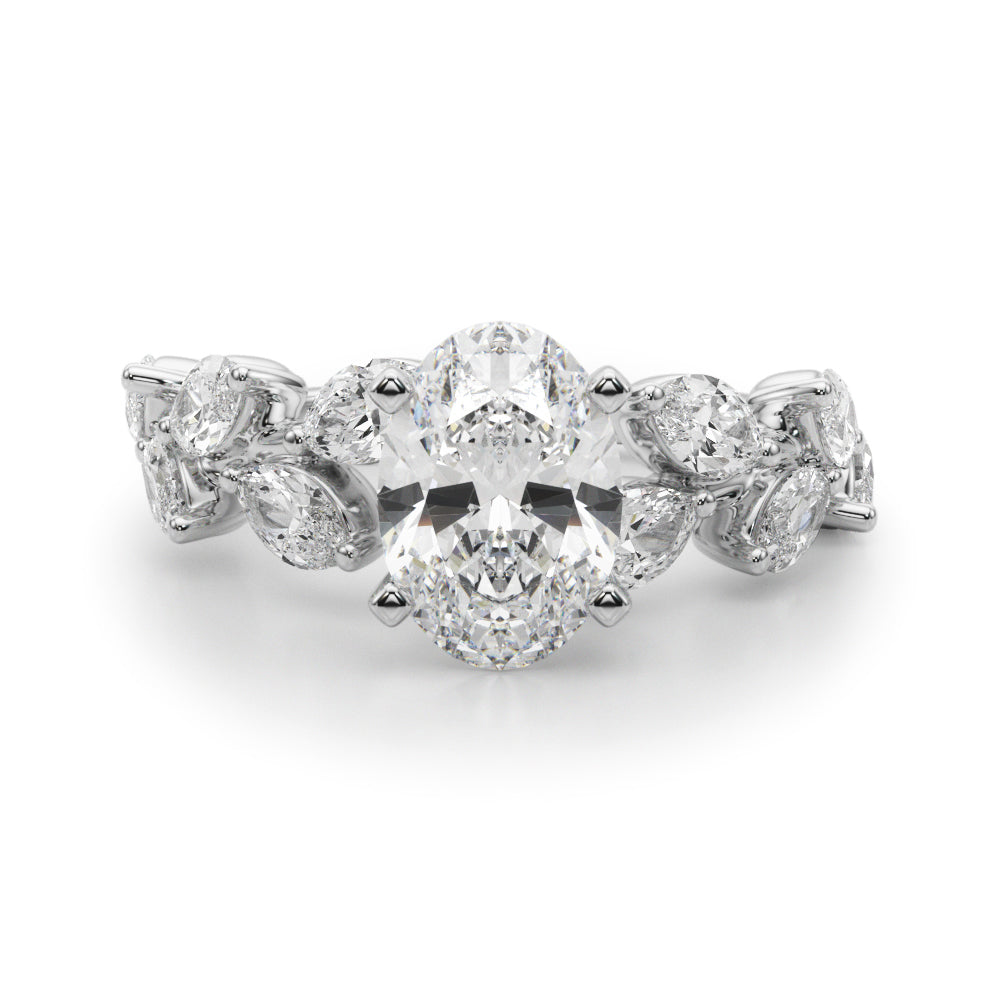 Signature Leaf Engagement Ring Marquise Diamond Engagement Ring in 10K/14K gold and platinum with certified lab-grown or natural diamonds