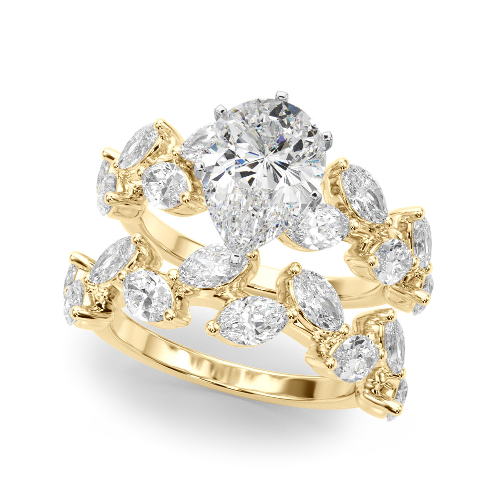 Signature Leaf Engagement Ring Marquise Diamond Engagement Ring in 10K/14K gold and platinum with certified lab-grown or natural diamonds