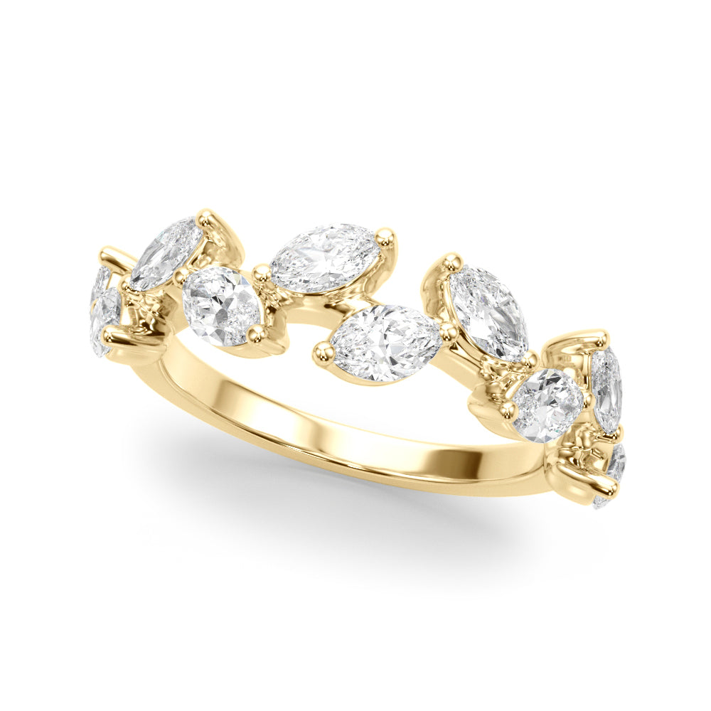 Nature Inspired Half Eternity Ring in 10K/14K gold and platinum with certified lab-grown or natural diamonds