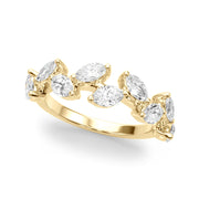 Nature Inspired Half Eternity Ring in 10K/14K gold and platinum with certified lab-grown or natural diamonds