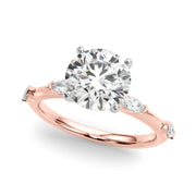 Sculpted Sidestone Marquise Diamond Engagement Ring â€” 10K/14K Gold & Platinum