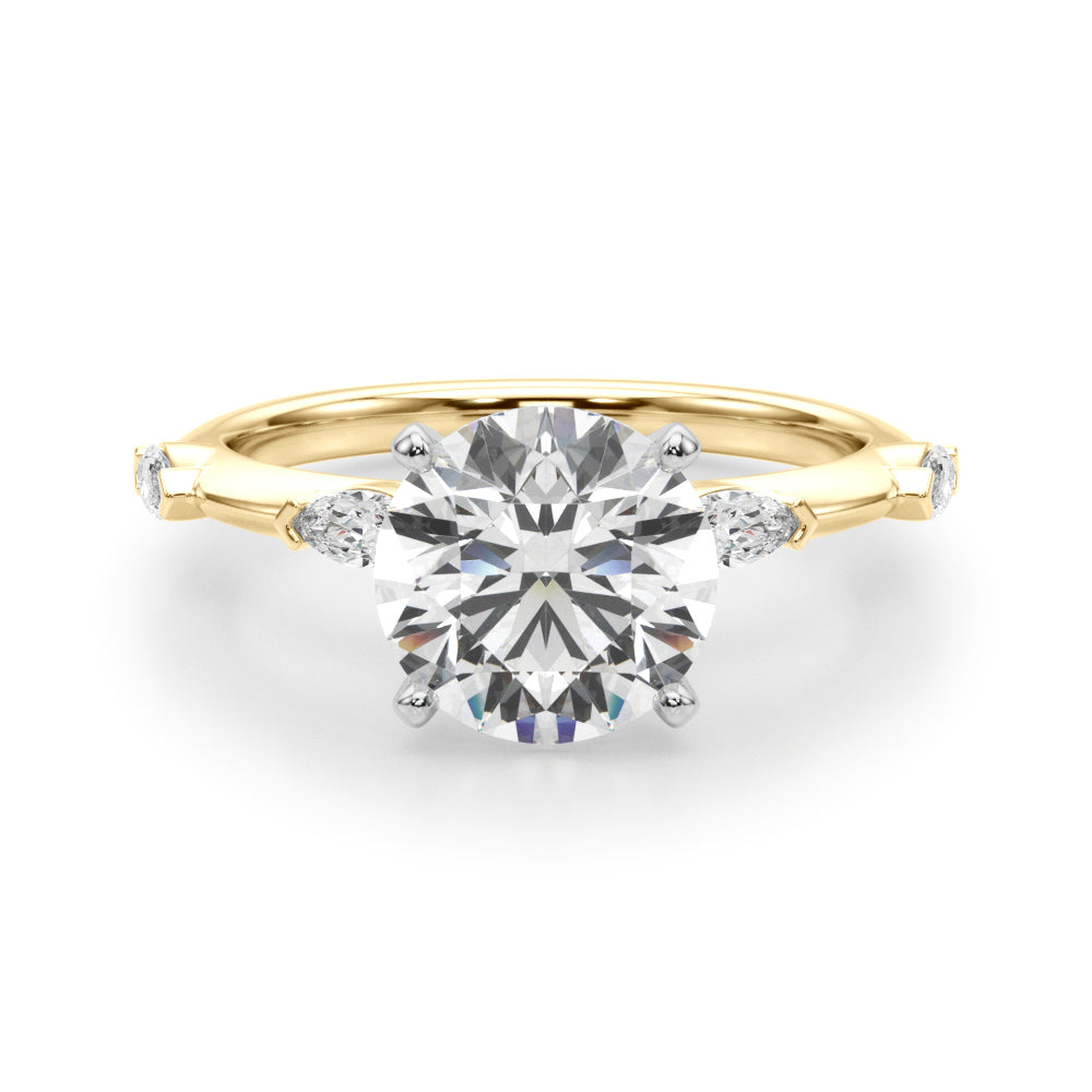 Sculpted Sidestone Marquise Diamond Engagement Ring â€” 10K/14K Gold & Platinum