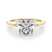 Sculpted Sidestone Marquise Diamond Engagement Ring â€” 10K/14K Gold & Platinum