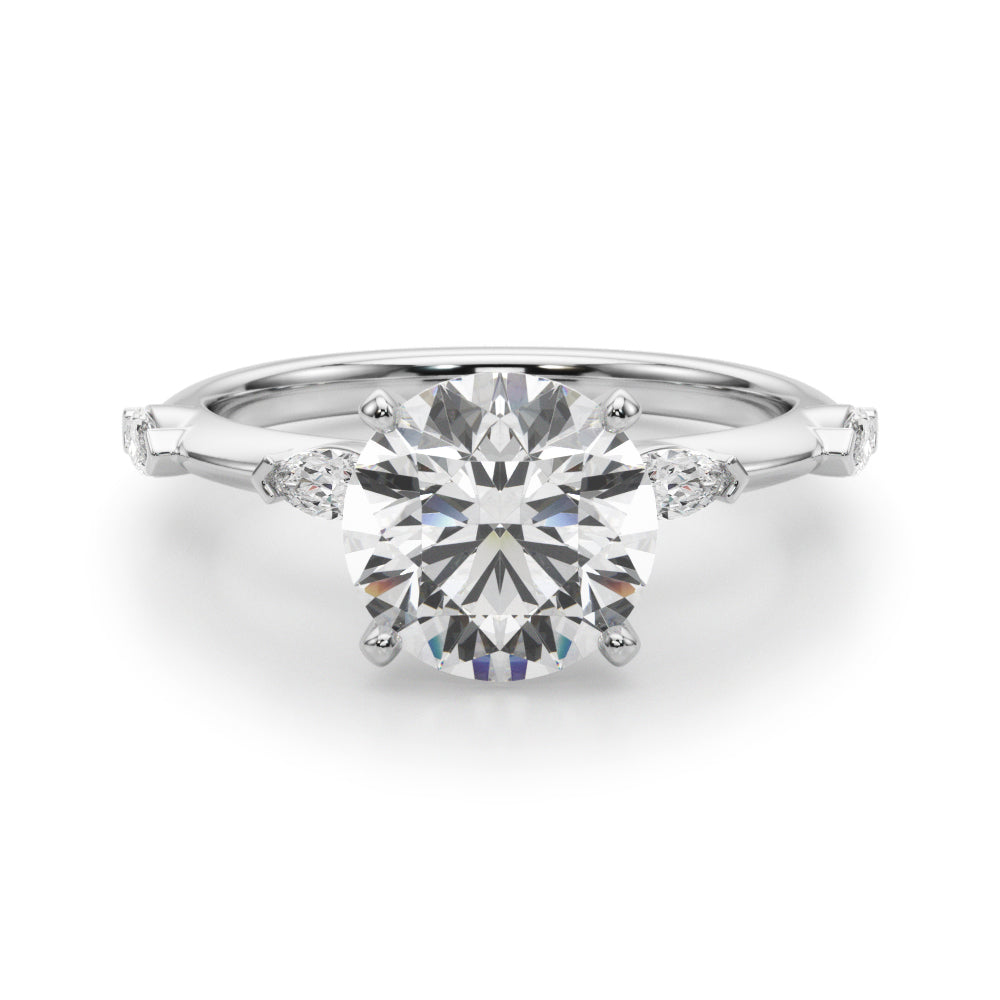 Sculpted Sidestone Marquise Diamond Engagement Ring â€” 10K/14K Gold & Platinum