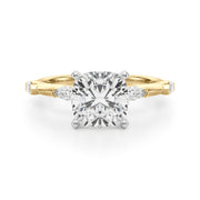 Sculpted Sidestone Marquise Diamond Engagement Ring â€” 10K/14K Gold & Platinum