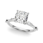 Sculpted Sidestone Marquise Diamond Engagement Ring â€” 10K/14K Gold & Platinum