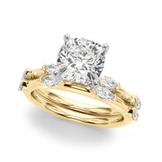 Sculpted Sidestone Marquise Diamond Engagement Ring â€” 10K/14K Gold & Platinum