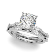 Sculpted Sidestone Marquise Diamond Engagement Ring â€” 10K/14K Gold & Platinum