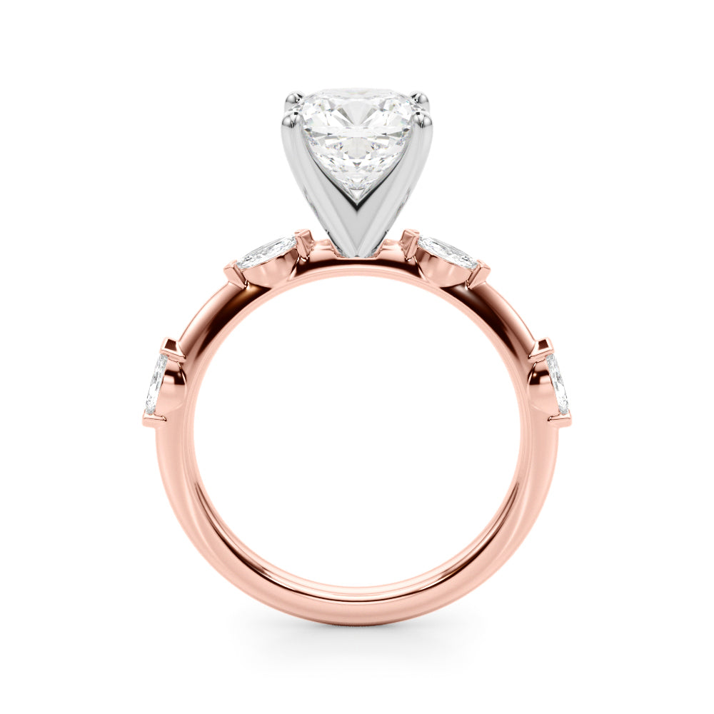 Sculpted Sidestone Marquise Diamond Engagement Ring â€” 10K/14K Gold & Platinum