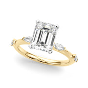 Sculpted Sidestone Marquise Diamond Engagement Ring â€” 10K/14K Gold & Platinum