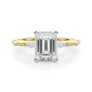 Sculpted Sidestone Marquise Diamond Engagement Ring â€” 10K/14K Gold & Platinum