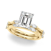 Sculpted Sidestone Marquise Diamond Engagement Ring â€” 10K/14K Gold & Platinum
