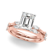 Sculpted Sidestone Marquise Diamond Engagement Ring â€” 10K/14K Gold & Platinum