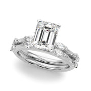 Sculpted Sidestone Marquise Diamond Engagement Ring â€” 10K/14K Gold & Platinum