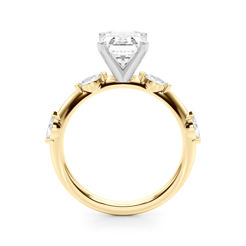 Sculpted Sidestone Marquise Diamond Engagement Ring â€” 10K/14K Gold & Platinum