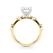 Sculpted Sidestone Marquise Diamond Engagement Ring â€” 10K/14K Gold & Platinum