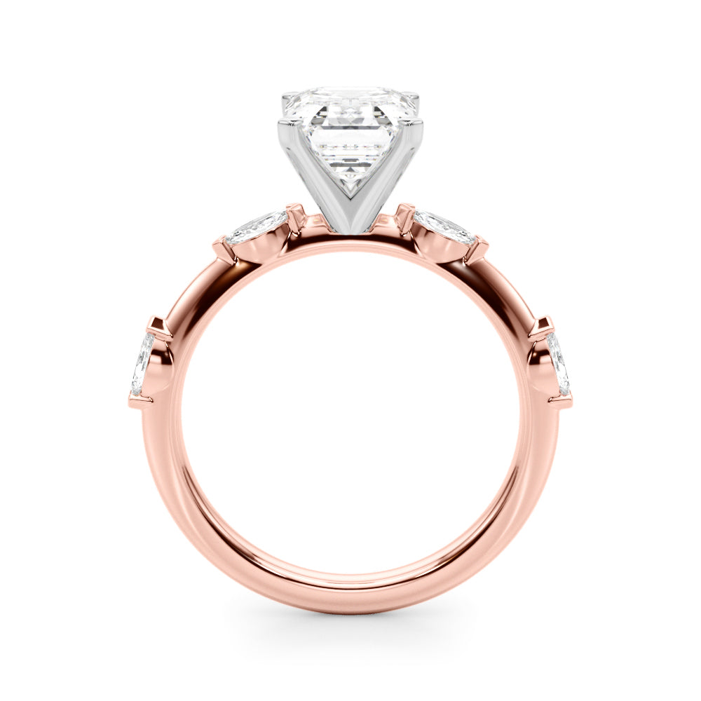 Sculpted Sidestone Marquise Diamond Engagement Ring â€” 10K/14K Gold & Platinum