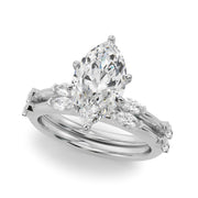 Sculpted Sidestone Marquise Diamond Engagement Ring â€” 10K/14K Gold & Platinum