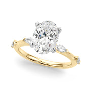 Sculpted Sidestone Marquise Diamond Engagement Ring â€” 10K/14K Gold & Platinum