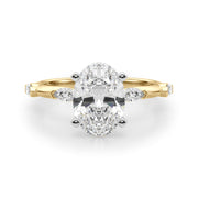 Sculpted Sidestone Marquise Diamond Engagement Ring â€” 10K/14K Gold & Platinum