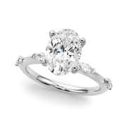 Sculpted Sidestone Marquise Diamond Engagement Ring â€” 10K/14K Gold & Platinum