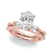 Sculpted Sidestone Marquise Diamond Engagement Ring â€” 10K/14K Gold & Platinum