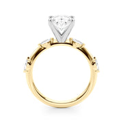 Sculpted Sidestone Marquise Diamond Engagement Ring â€” 10K/14K Gold & Platinum