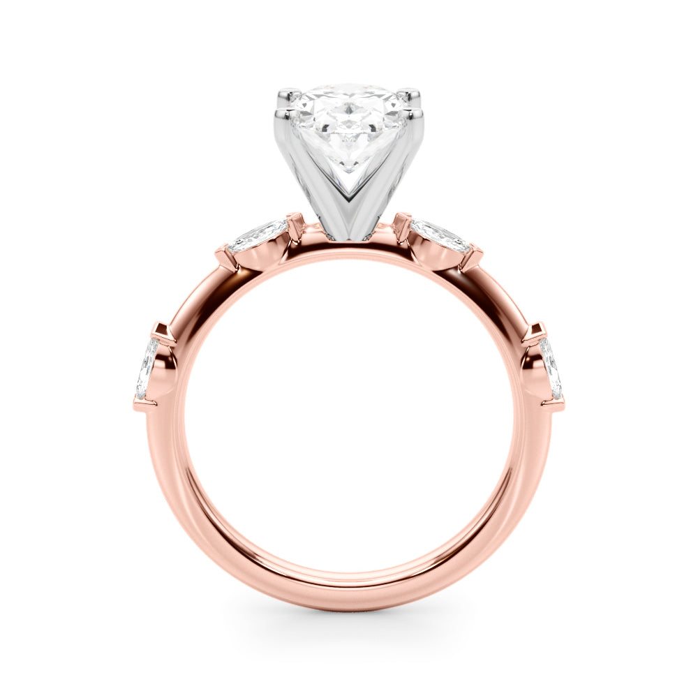 Sculpted Sidestone Marquise Diamond Engagement Ring â€” 10K/14K Gold & Platinum
