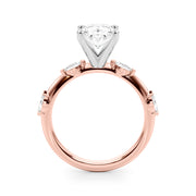 Sculpted Sidestone Marquise Diamond Engagement Ring â€” 10K/14K Gold & Platinum