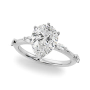 Sculpted Sidestone Marquise Diamond Engagement Ring in 10K/14K gold and platinum with certified lab-grown or natural diamonds