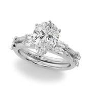 Sculpted Sidestone Marquise Diamond Engagement Ring â€” 10K/14K Gold & Platinum